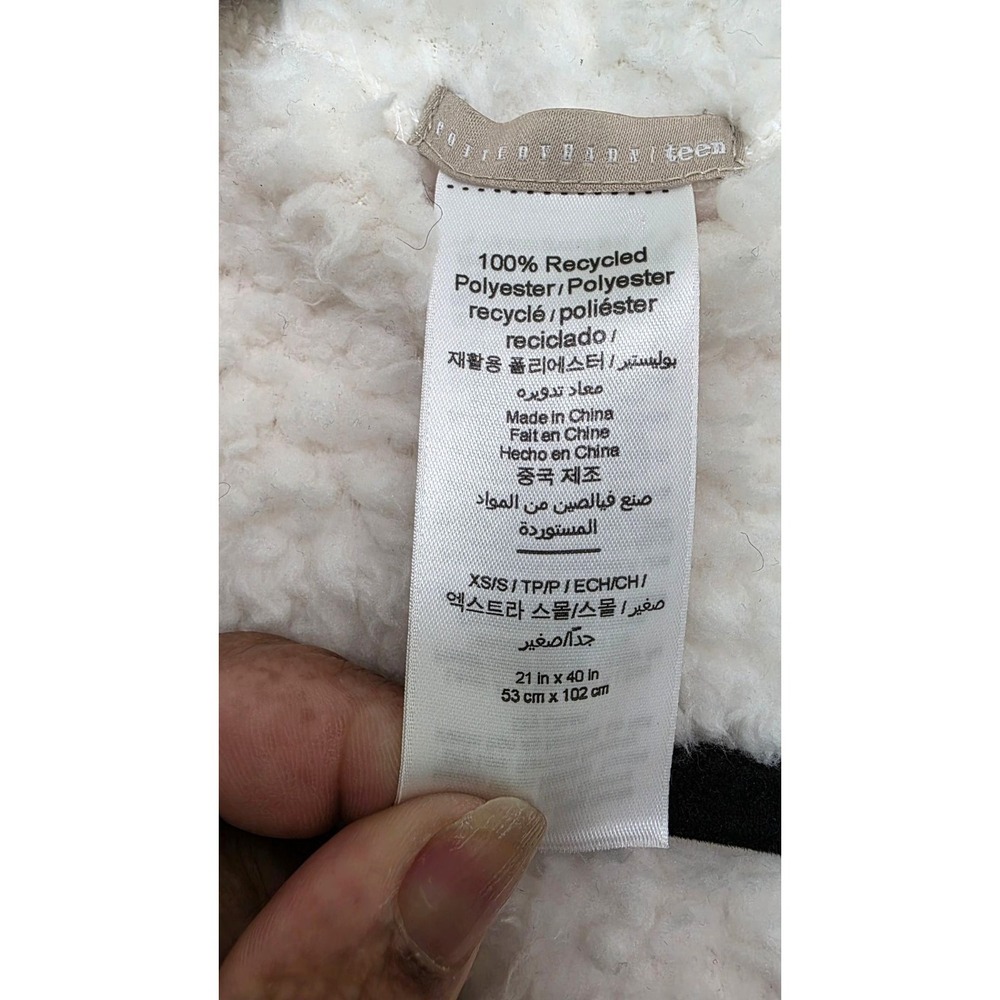 Pottery Barn Teen Teddy Bear Ivory Hooded Sherpa Belted Bathrobe Pockets Size S - Picture 8 of 8